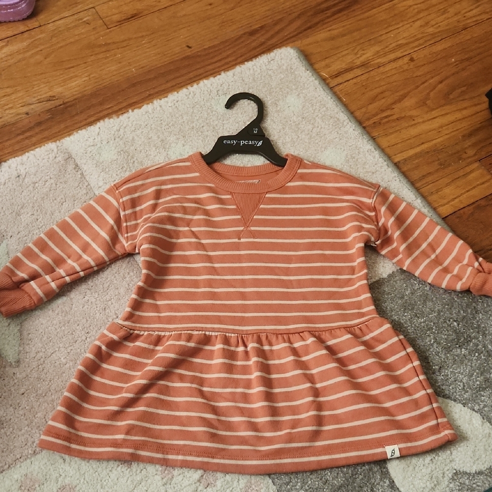 EUC Easy Peasy Striped Orange and Cream A LINE Sweater Dress 18M